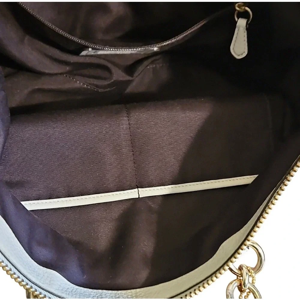 Coach Kelsey Satchel Chalk White Pebble Leather Handbag F59325‎ Gold Hardware